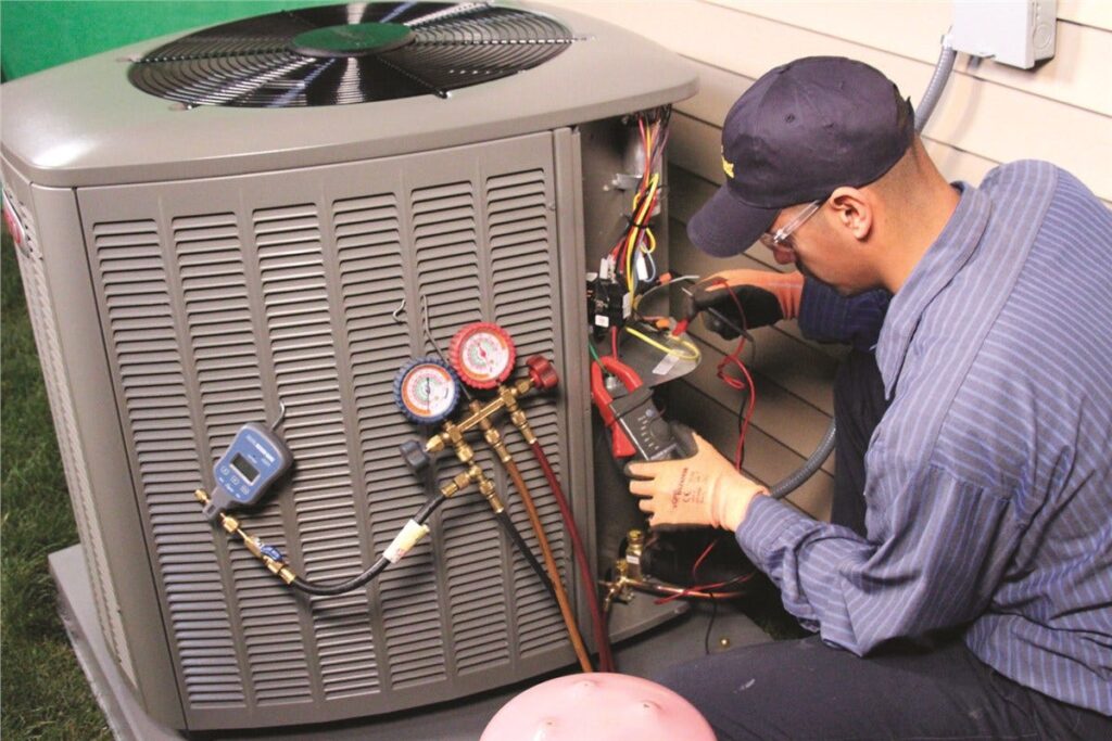 Man setting up an HVAC